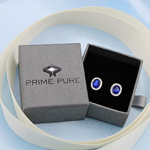 Charm Earrings Hoop set in 925 Sterling Silver for women Open Lotus Flower | Simulated Blue Sapphire | Tiny Lotus | Circle | Climber Crawler - style: Blue Synthetic Sapphire