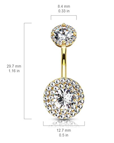 Pierced Owl - Double Tier Paved CZ Crystal Internally Threaded Belly Button Navel Ring