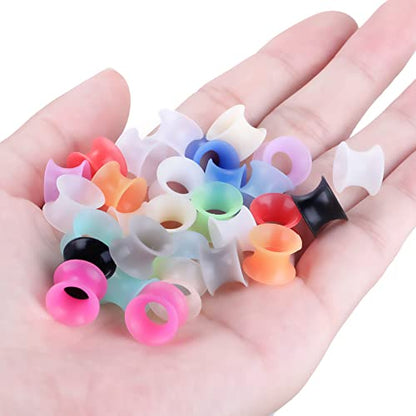 Xpircn 30Pcs Silicone Ear Gauges Flexible Ear Tunnels Plugs Stretchers Expander Double Flared Flesh Ear Piercing Jewelry for Women Men - style: Gauge:0G(8mm)