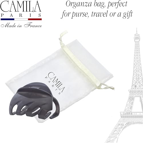 Camila Paris CP3650 French Octopus Hair Clip, 3.25" Large Claw Clips for Thick Hair, Girl Octopus Claw Clip for Women, Strong No-Slip Grip, Wide Jaw Clips for Women, Made in France - color: Grey 3.5"