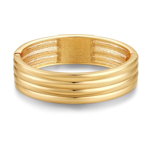 Chunky Gold Bangles Bracelet for Women Trendy Statement Bracelet Dainty Charm Gold Jewelry - color: Striped Bracelet-GD