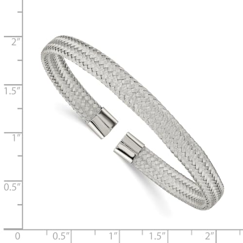 Chisel Polished Mesh Cuff Bangle in Stainless Steel, 6mm