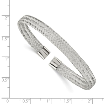 Chisel Polished Mesh Cuff Bangle in Stainless Steel, 6mm