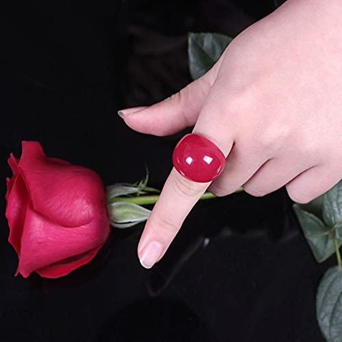 Big Red Semi-Precious Stone Jewelry Ring for Female Girls Rings opal Anillos Accessories Ring - color: Red