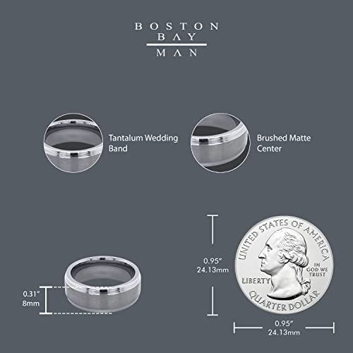 Boston Bay Diamonds Tantalum Comfort Fit Mens Wedding Band or Fashion Ring - 7mm & 8mm - Choice of Style - color: 8mm Brushed Matte Center