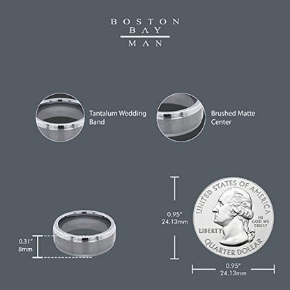 Boston Bay Diamonds Tantalum Comfort Fit Mens Wedding Band or Fashion Ring - 7mm & 8mm - Choice of Style - color: 8mm Brushed Matte Center