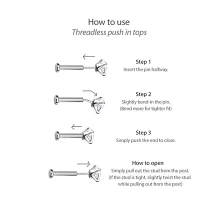Flat Back Stud Cartilage Earrings Tragus Helix Piercing Jewelry Titanium | Conch Nose Piercing,Small Tiny Studs for Women,Threadless/Internally Threaded,Surgical Steel,Hypoallergenic,16G/18G/20G - color: Silver01-Star (6mm*2+8mm*1), size: Threadless-18G(1