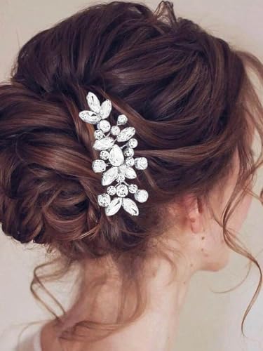 Catery Crystal Wedding Hair Comb Rhinestone Bridal Hairpieces Bridesmaid Clips Accessories for Brides and Women (A Silver) - color: A Silver