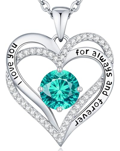 CDE Engraved Forever Love Heart Birthstone Necklace Jewelry Gifts for Women | Hypoallergenic,Nickel-Free & Lead-Free,3 x 3 mm 5A CZ Heart Pendant,Anniversary Christmas Birthday Gift for Girlfriend Wife - color: 12-Dec-WG, style: White Gold Plated