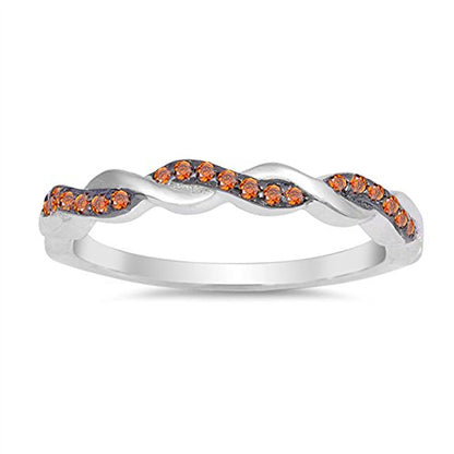 CHOOSE YOUR COLOR Sterling Silver Infinity Knot Ring - color: Red (Simulated Garnet)
