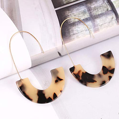 Acrylic Earrings Statement Tortoise Hoop Earrings Resin Wire Drop Dangle Earrings Fashion Jewelry For Women - color: B Leopard