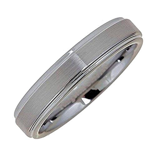 Tungsten Carbide Wedding Bands That Feature Different Finishes and Edge Colors - color: Brushed-5mm