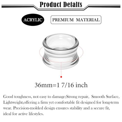 6G-50mm Hollow Acrylic Ear Plugs Tunnels for Women Men Double Flared Saddle Ears Gauge Plug Stretcher Expander Piercing Body Jewelry Black White Clear 1 Pairs - color: Clear Tone, size: 36mm = 1 7/16 inch