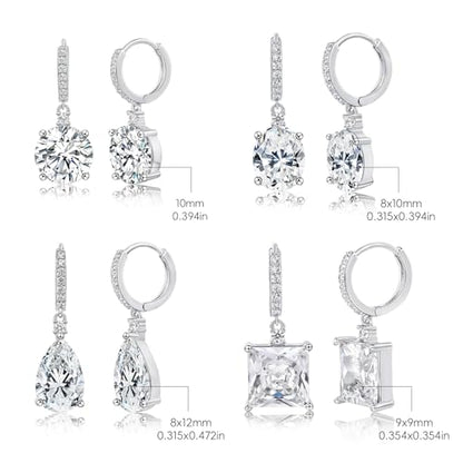 2-4 Pairs Dangle Drop Earrings for Women, 18K Gold Plated Cubic Zirconia Drop Dangle Huggie Hoop Earrings CZ Teardrop Hypoallergenic Jewelry - color: CZ White Gold 1