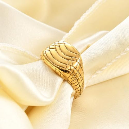 PCY Stainless Steel Gold Plated Men Women Band Ring - color: 13mm Gold TY