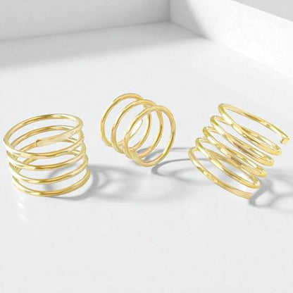 14K Gold Filled Made to Order Spiral Ring for Women. Wraparound Coil Ring. Modern Trendy Swirl. Hammered 14kt Yellow Gold Filled Stacking Rings. Artisan Handmade Personalized Statement Open Ring