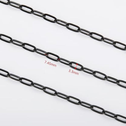 UMAOKANG 32.8 Feet Black Paperclip Chain for Jewelry Making Black Plated Brass Jewelry Chain Roll Handmade Necklace Bracelet DIY Jewelry Chains Bulk - color: Black Paperclip