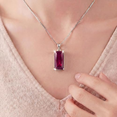 8mm x 16mm Square Birthstone Pendant Necklace – Fashion charming Sterling Silver Gift for women - color: January