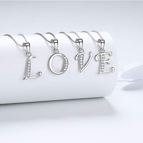 Aurora Tears Letter Necklace Initial 925 Sterling Silver Alphabet Pendant Crystal Name Gift Women Cubic Zirconia Jewelry - color: T