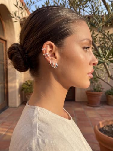Bestyle Gold Huggies Earrings for Women Hypoallergenic 925 Sterling Silver Post Huggie Hoop Earrings Thick Lightweight Small Hoop Earrings 8/10/12/14mm - color: Silver, size: 10mm