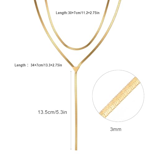 Gold Drop Necklace For Women, 14K Gold Choker Necklace with Clasp | Gold Accessories for Women, Snake Chain Y Shaped Necklace, Charm Party Prom Accessories Gifts