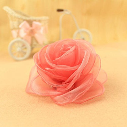 Women's Lovely Flower Brooches and Hair Clips | Rose and Floral Accessories | Hair Pins and Brooch Set for Women - color: Pink