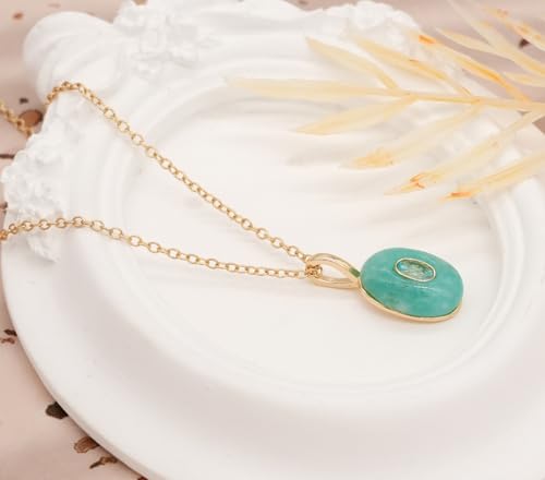 Natural Stone Necklaces Rhinestones Gemstone Necklace Adjustable Pendant Necklaces for Women - color: Blue