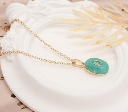 Natural Stone Necklaces Rhinestones Gemstone Necklace Adjustable Pendant Necklaces for Women - color: Blue