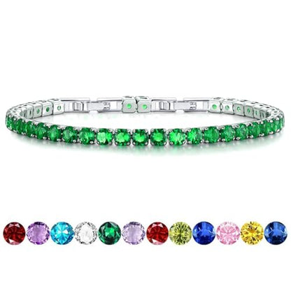 HEEYA Birthstone Silver/Gold Plated Tennis Bracelets, Adjustable 4mm CZ Tennis Bracelets for Women, Fashion Jewelry Wedding Gift Size 6.8 inch+1 inch Extender - color: 05 May Emerald