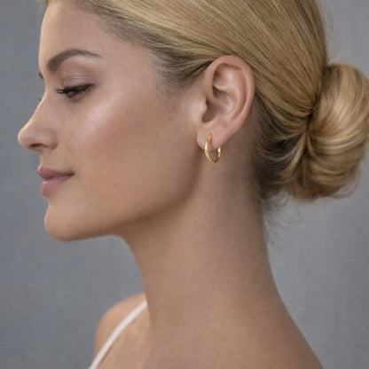 Gold Clip On Spring Hoop Earrings for Women - 14K Chunky Non Pierced Earring Plated Hoops Drop Dangle Earrings No Piercing Jewelry - color: Gold
