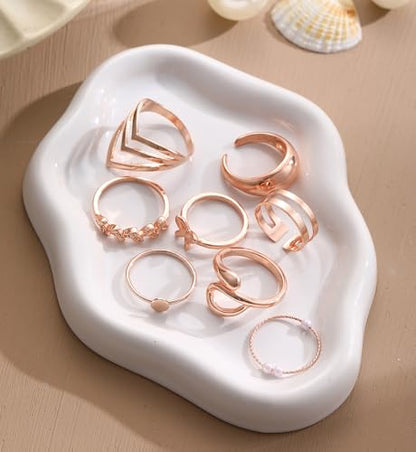 iF YOU 25 Pcs Gold Stackable Ring Set for Women, Chunky Knuckle Finger Midi Rings, Silver Simple Stacking Cute Rings Pack Trendy Stuff Jewelry Gift - style: 25 Rose gold chunky rings