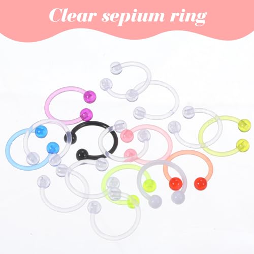 Lusofie 16G Septum Ring Acrylic Horseshoe Nose Eyebrow Lip Ring,Multi-color | Flexible, Septum Ear Cartilage Helix Tragus Earrings, Earrings Piercing Retainer, for Women Men