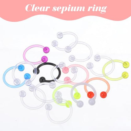 Lusofie 16G Septum Ring Acrylic Horseshoe Nose Eyebrow Lip Ring,Multi-color | Flexible, Septum Ear Cartilage Helix Tragus Earrings, Earrings Piercing Retainer, for Women Men