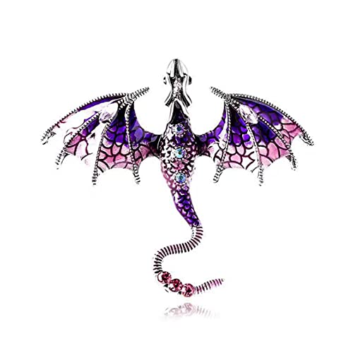 Collar Chain Pin for Men and Women - Hanging Tassel Brooch Lapel Pin for Business Suits - Bar Pin With Long Chain - Gifts - color: O: Dragon brooch purple