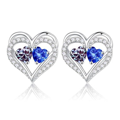 Heart Earrings for Women - Birthstone Earrings | 925 Sterling Silver, Stud Earrings, Gift Box Packaging, Anniversary Birthday Gifts for Women Wife Girlfriend Mom - color: 06-09-Jun-Sept Birthstone"