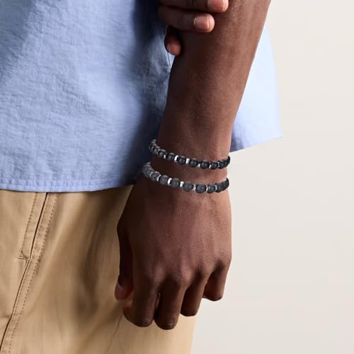 Mens Beaded Bracelets Set 8MM Tiger Eye Lava Stone Stretch Natural Stone Men's Bead Bracelet Mens Bracelet - color: 2,black bracelet