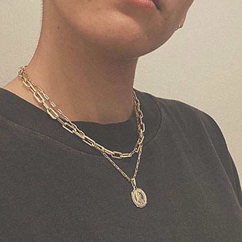 Turandoss Dainty Gold Choker Necklaces for Women - 14K Gold Plated Handmade Medallion Snake Link Chain Cross Star Moon Adjustable Simple Choker Necklaces for Women Jewelry - style: "Link Chain&Medallion