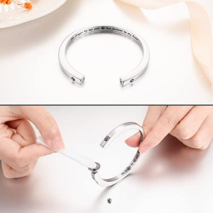 Dletay Urn Bracelet Cremation Bracelet for Ashes Memorial Ashes Bracelet Openable Cuff Bangle Bracelet - color: Forever in my heart-Silver