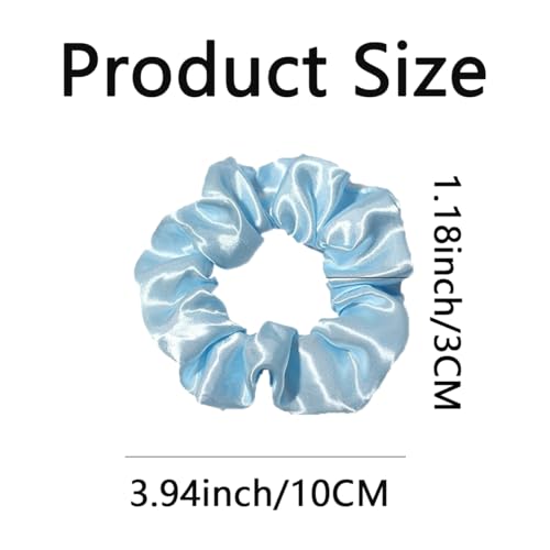 Silk Hair Ties Ponytail Holder Hairs Bow Ropes Elastics Hairtie Accessories Wide 0.8inch on Hair No Damage No Crease for Women Curly Thick Wavy Hair(30Pcs Blue) - color: Blue