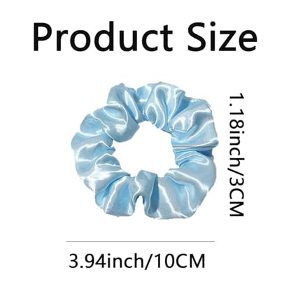 Silk Hair Ties Ponytail Holder Hairs Bow Ropes Elastics Hairtie Accessories Wide 0.8inch on Hair No Damage No Crease for Women Curly Thick Wavy Hair(30Pcs Blue) - color: Blue
