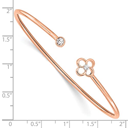 14k Rose Gold 0.17Ct Lab Grown Diamond Bangle Bracelet VS-SI Clarity, G-H Color