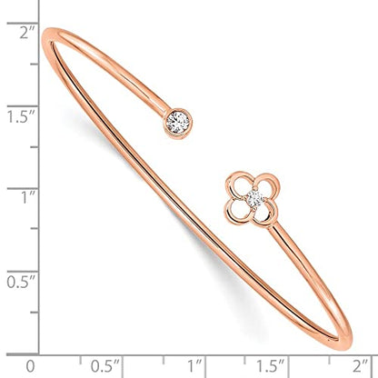 14k Rose Gold 0.17Ct Lab Grown Diamond Bangle Bracelet VS-SI Clarity, G-H Color