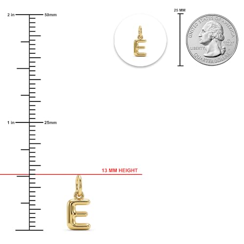 Gold Puffed Initial Letter Charm - 10 Karat Gold - 3D Bubble Letter Pendant - style: Letter e