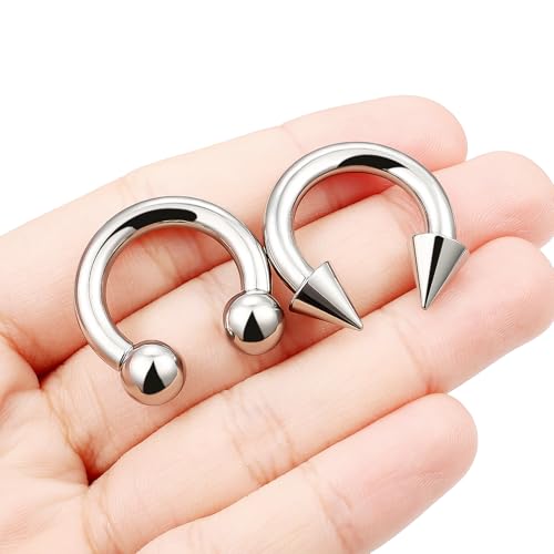 F136 Titanium 20/18/16/14/12/8/4/2g Septum Nose Rings Gauge Earrings Lip Rings Prince Albert Jewelry Internally Threaded Horseshoe Hoop Piercings - size: 6g*16mm