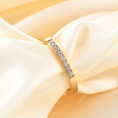 2mm 5mm Tainless Steel Cubic Zirconia Wedding Band Rings For Women,Stackable No Tarnish Fashion Cross Rings Size 4-10 - color: 2mm-Gold