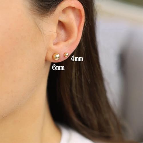 14K Gold Filled Polished Small CZ Pearl Ball Stud Earrings Set for Women Men 20G Surgical Steel Hypoallergenic Piercing Studs for Sensitive Ear, Pack of 6 Pairs - style: I : 2MM-7MM Gold Ball Set