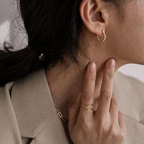 18K Gold Plated Brass Mini French Twist Hoops, Hoop Earrings, Minimalist Style, Women Jewelry Gift