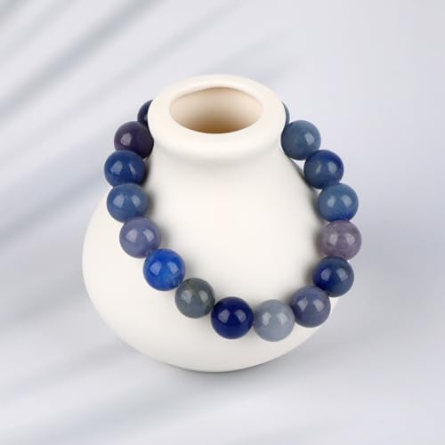 LPBeads Handmade Natural Gemstone Stretch Elastic Bracelet Healing Crystal Round Stone Beads Jewelry Gifts for Women Men - color: Blue Aventurine, size: 10mm