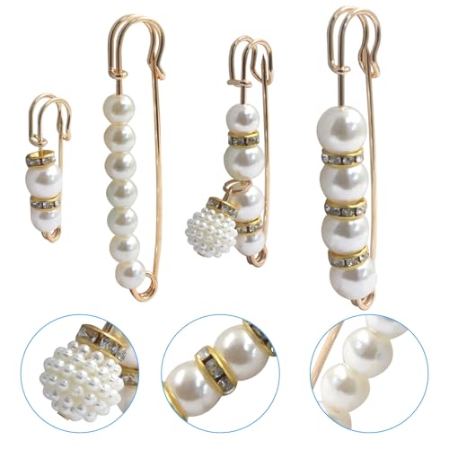 8 PCS Pearl Brooch Pins, Faux Pearl Rhinestones Brooches, Secure Safety Pins for Dresses, Sweaters, Scarves & Cardigans - color: Style 2