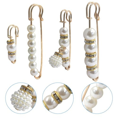 8 PCS Pearl Brooch Pins, Faux Pearl Rhinestones Brooches, Secure Safety Pins for Dresses, Sweaters, Scarves & Cardigans - color: Style 2